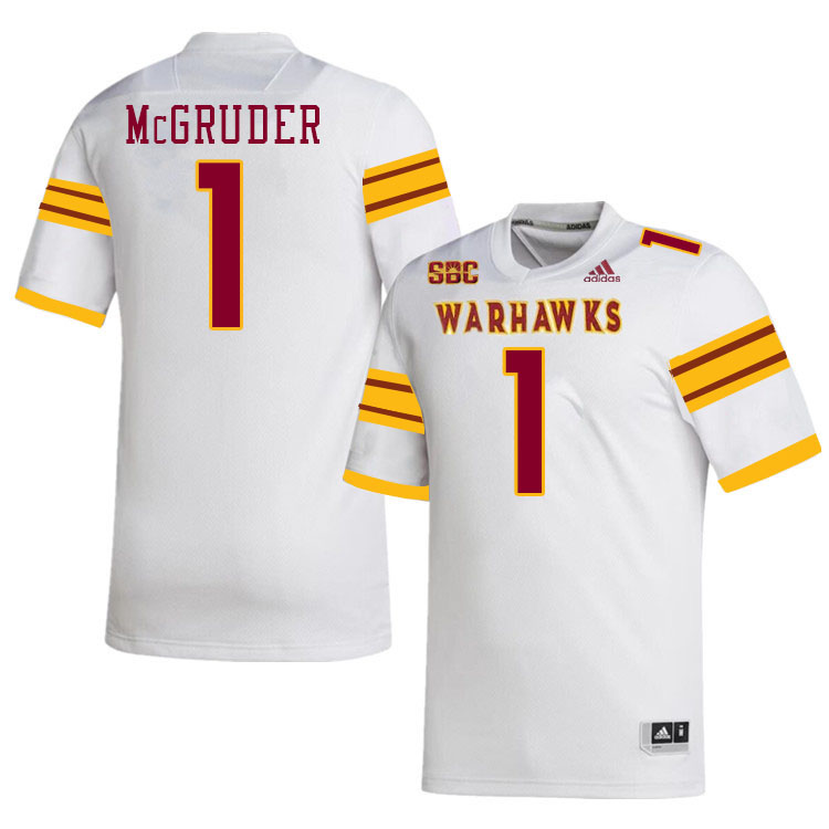 #1 Amir McGruder Louisiana-Monroe Warhawks College Football Jerseys Stitched-White